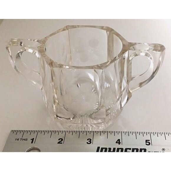 Vintage Glass Crystal ? Sugar Candy Nut Condiment Dish Bowl Double Handle - Picture 5 of 9
